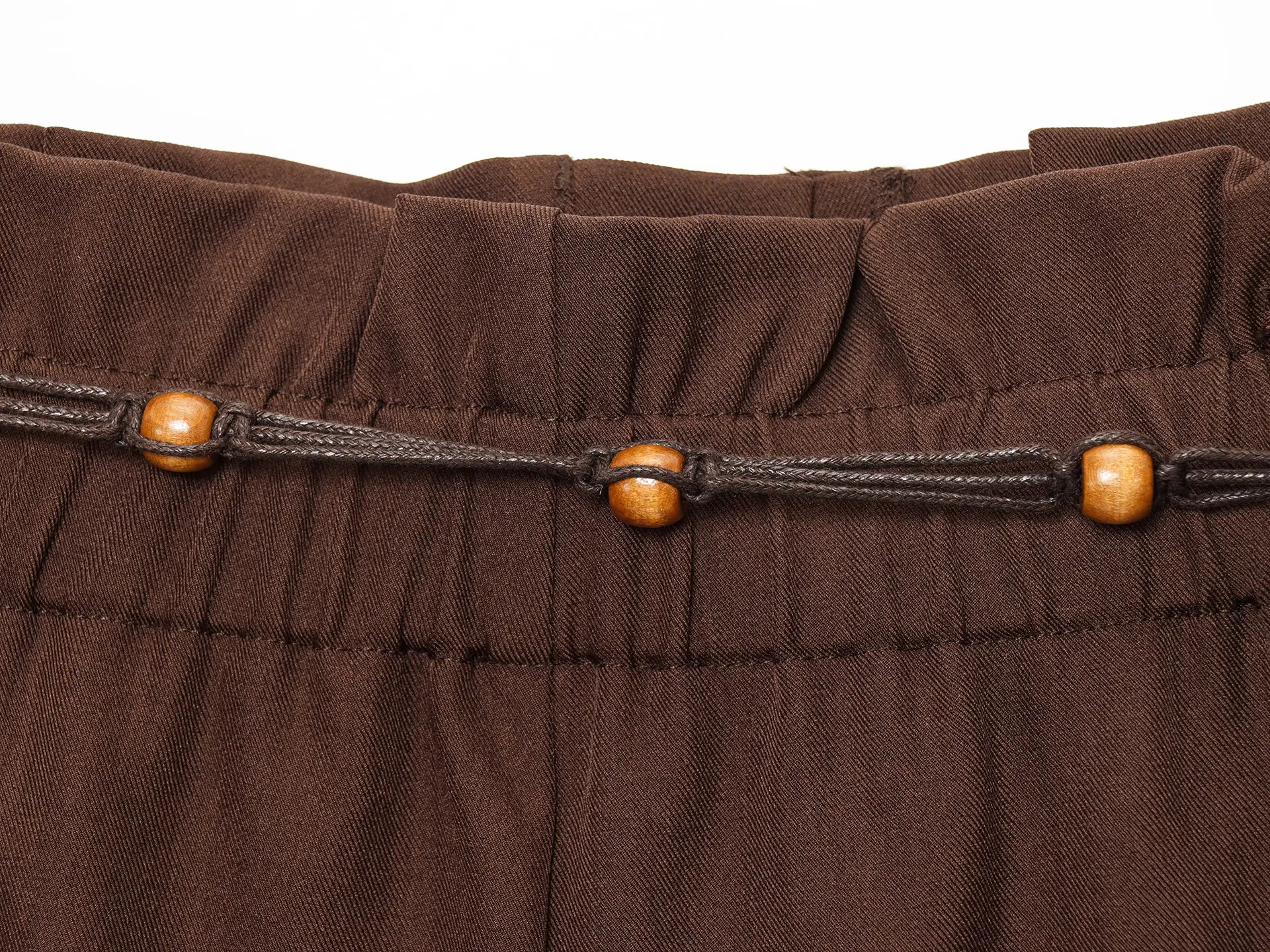 Brown Drawstring Shorts with Beaded Belt for Men — feature 21