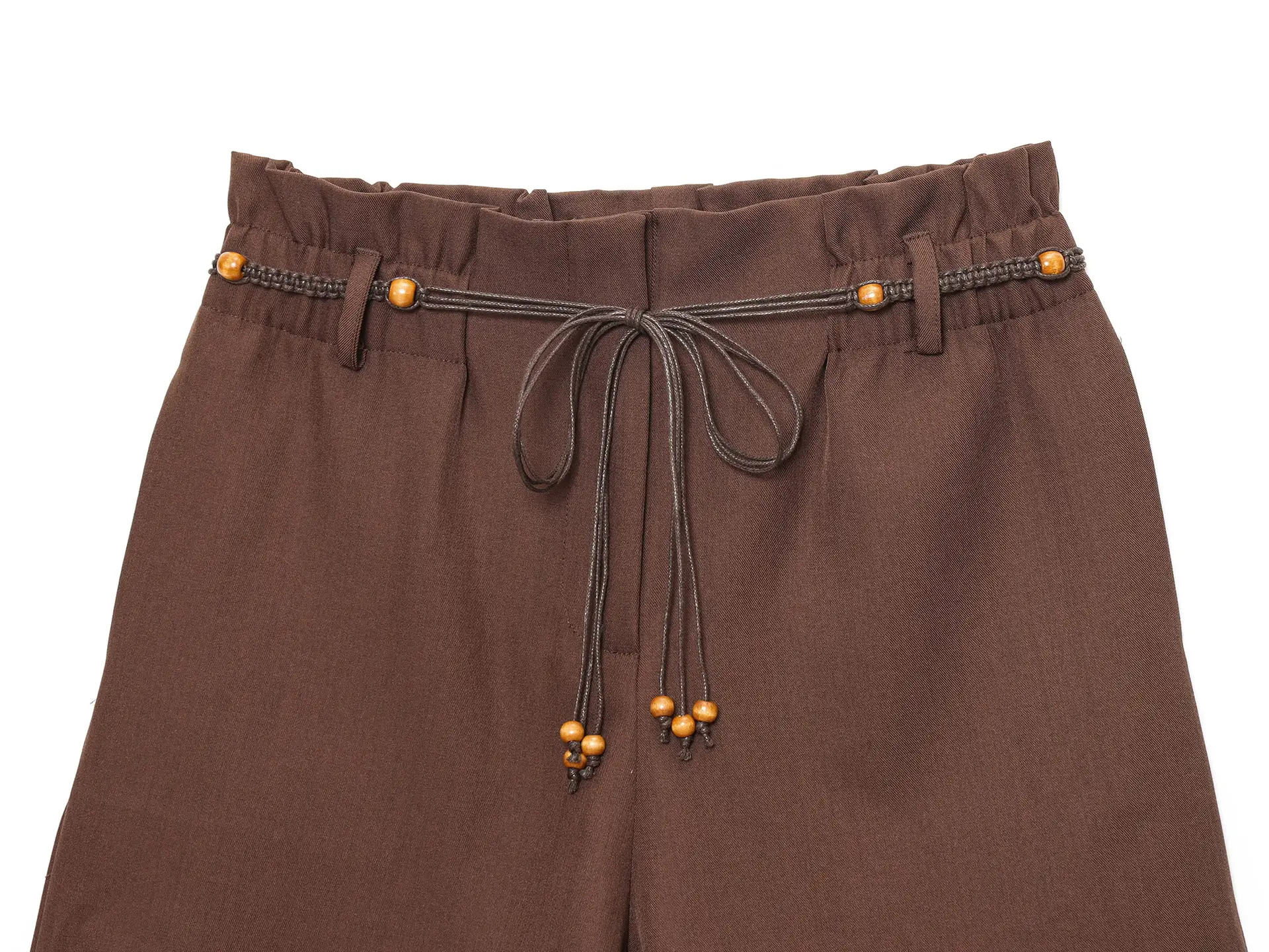 Brown Drawstring Shorts with Beaded Belt for Men — feature 22