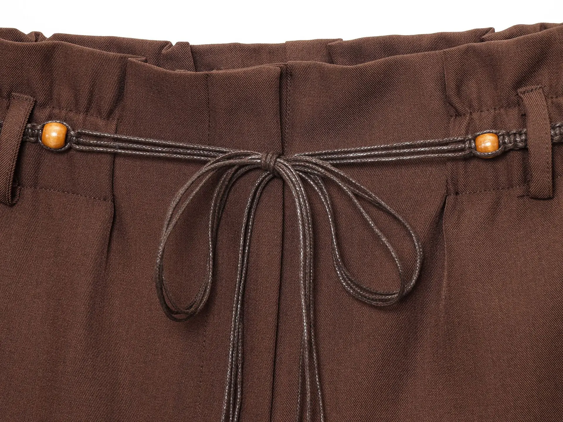 Brown Drawstring Shorts with Beaded Belt for Men — feature 23