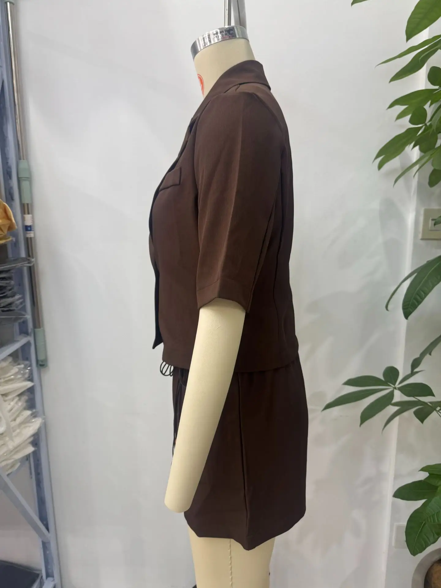 Brown Drawstring Shorts with Beaded Belt for Men — feature 4