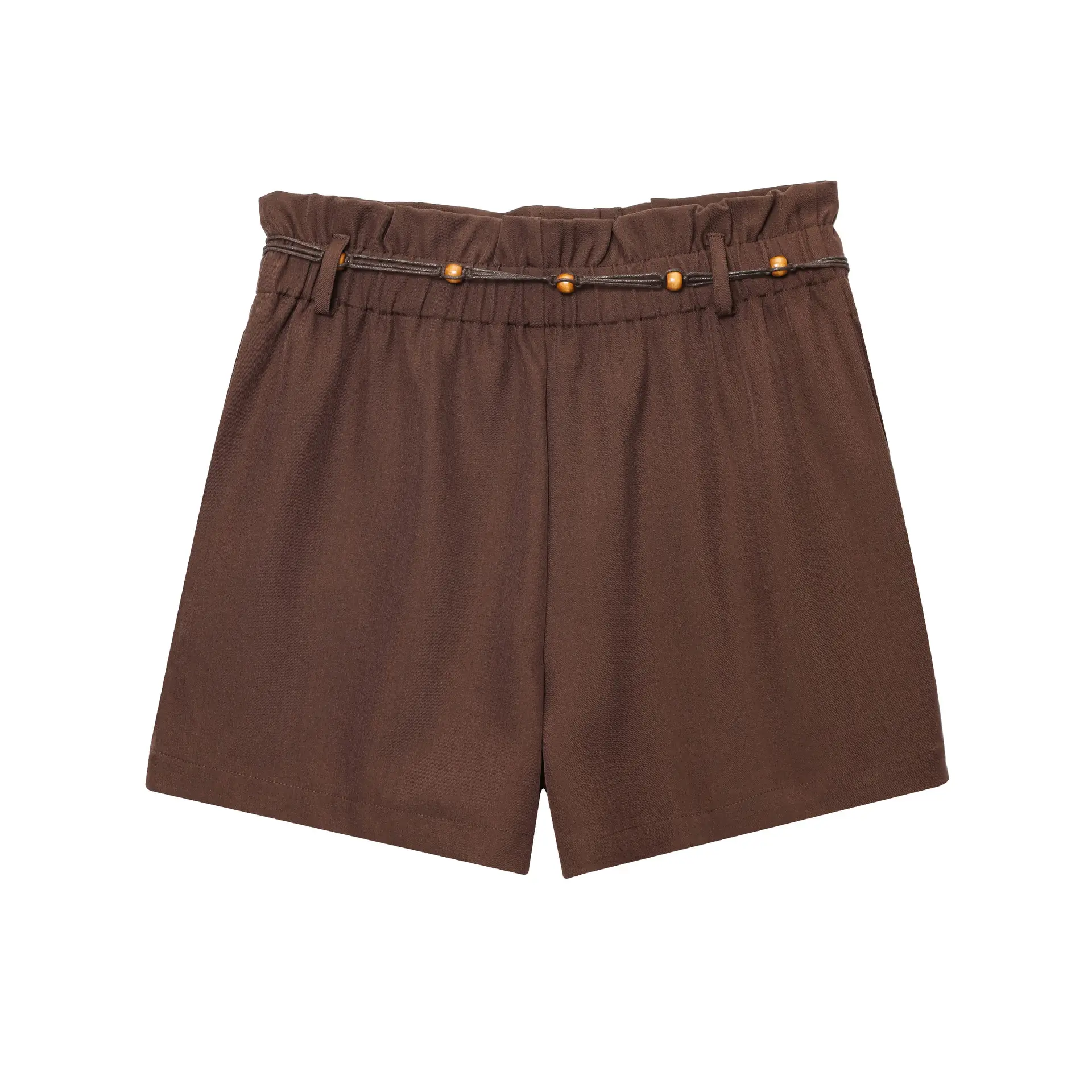 Brown Drawstring Shorts with Beaded Belt for Men — feature 9