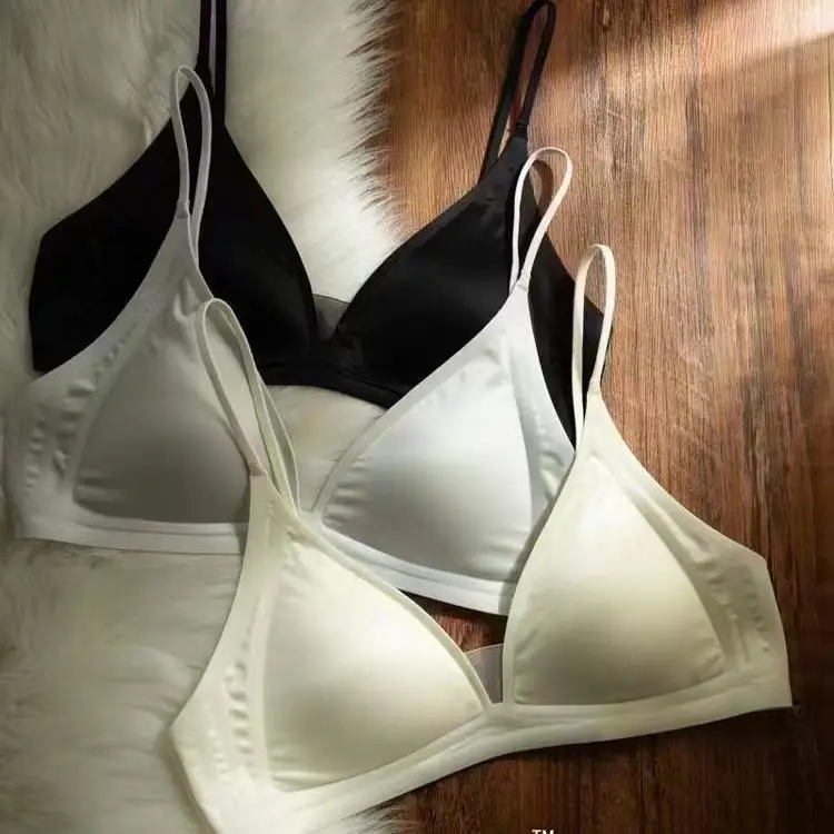 Little Red Calligraphy Style Xin's Triangle Cup Girl Underwear Women's Summer Thin Seamless Beauty Back Bra