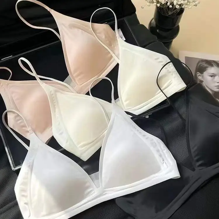 Little Red Calligraphy Style Xin's Triangle Cup Girl Underwear Women's Summer Thin Seamless Beauty Back Bra
