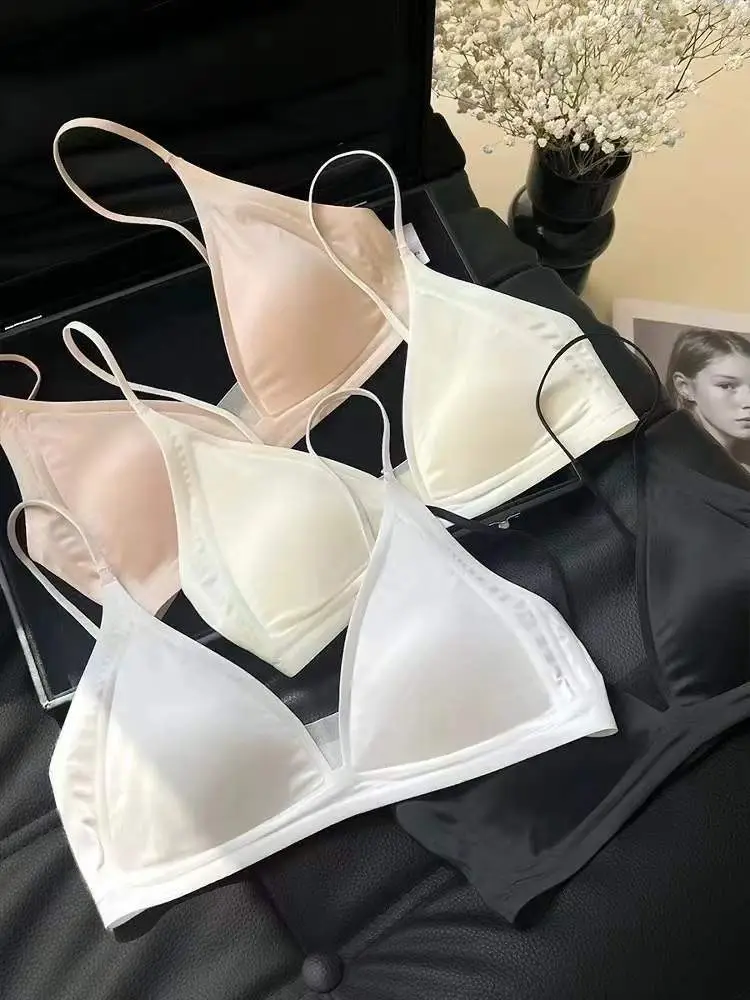 Little Red Calligraphy Style Xin's Triangle Cup Girl Underwear Women's Summer Thin Seamless Beauty Back Bra — feature 12