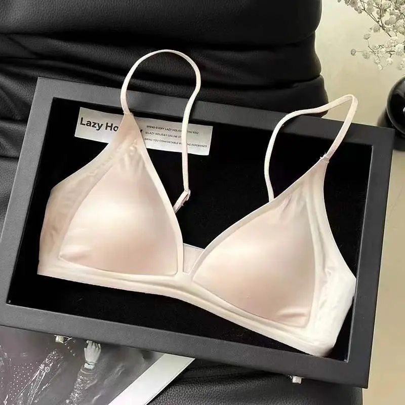 Little Red Calligraphy Style Xin's Triangle Cup Girl Underwear Women's Summer Thin Seamless Beauty Back Bra