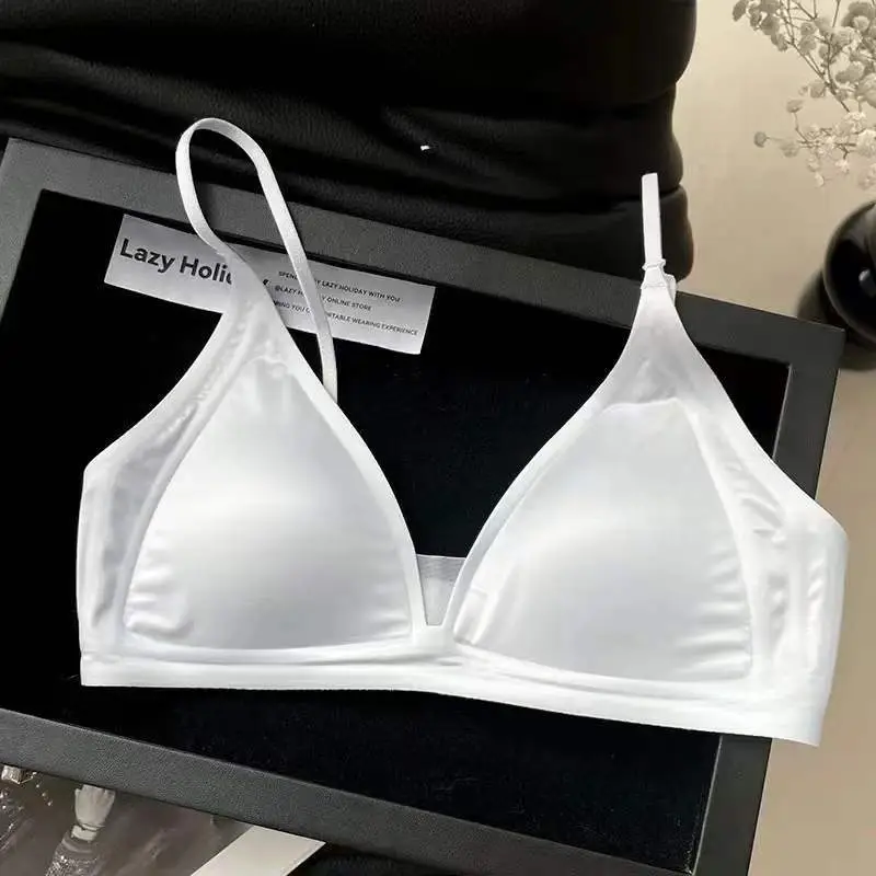 Little Red Calligraphy Style Xin's Triangle Cup Girl Underwear Women's Summer Thin Seamless Beauty Back Bra