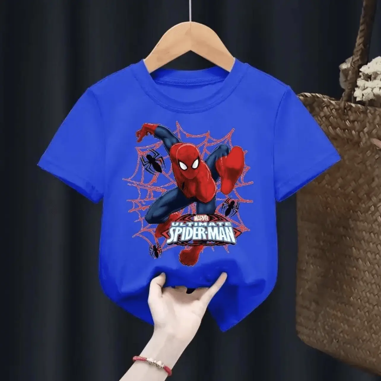 Spider-Man Boys Black T-Shirt Short Sleeve Cartoon