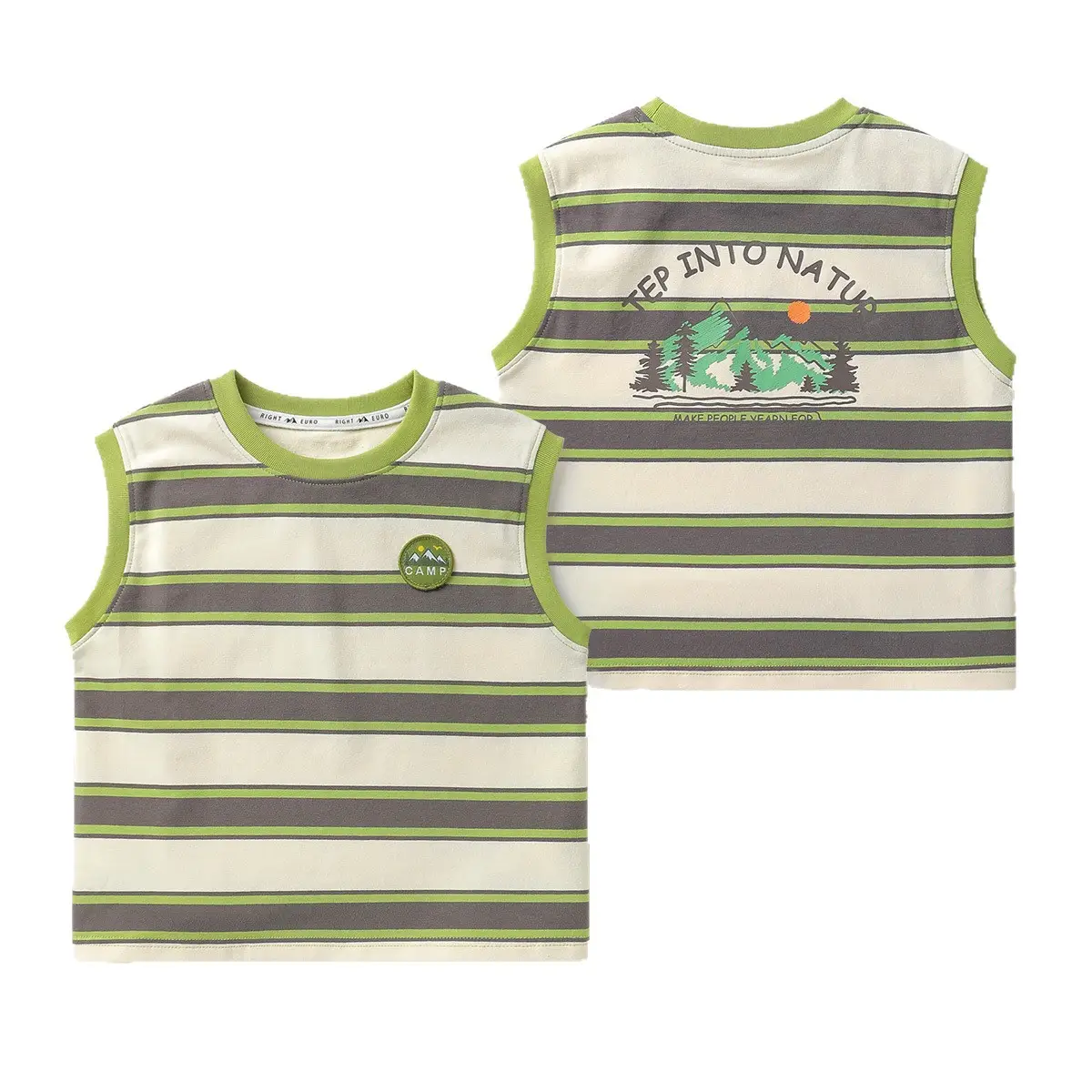 Right European Boys' Striped Vest T-Shirt Shorts Set - Image 6