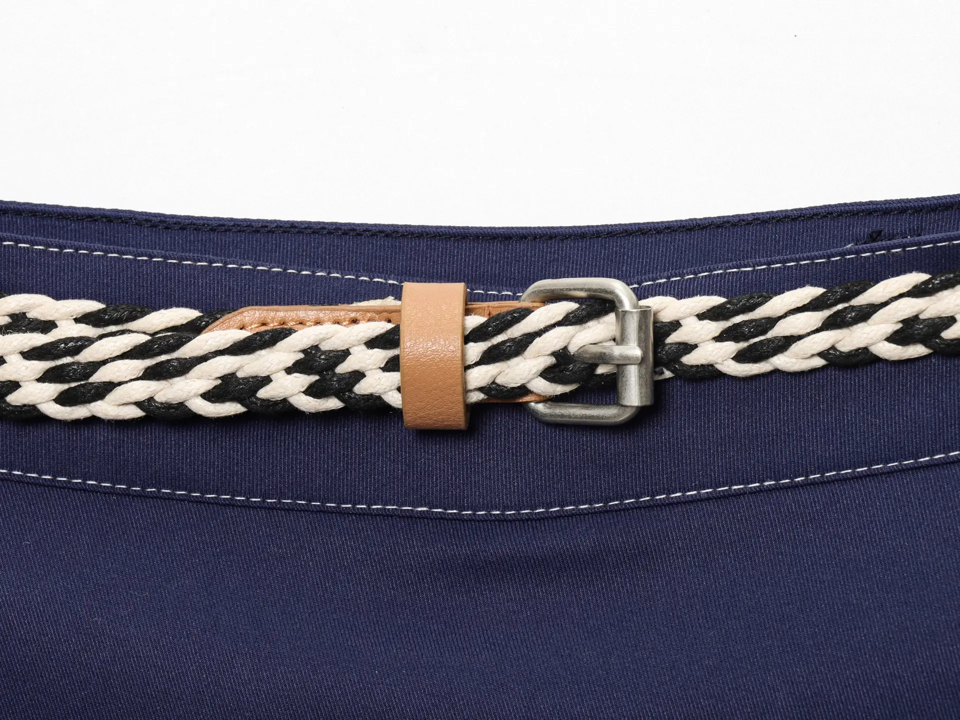 Double Breasted Cross-Border Culottes Navy Blue Belted — feature 7