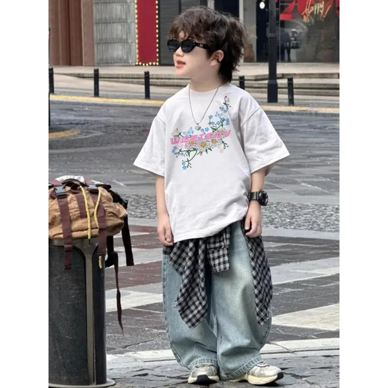 Pure Cotton Boys T-Shirt Short Sleeve Cartoon Top Summer Wear - Image 2