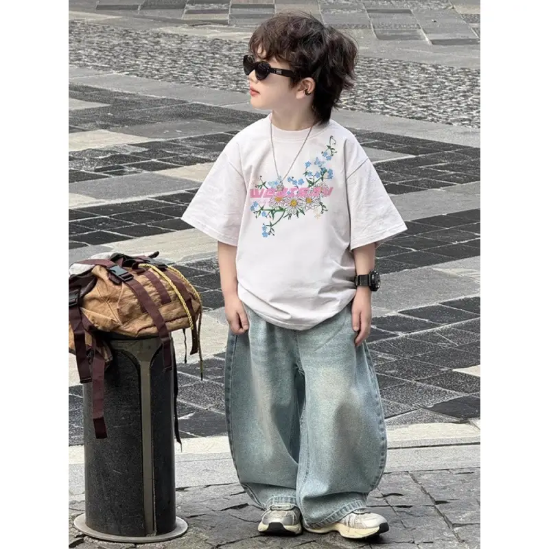 Pure Cotton Boys T-Shirt Short Sleeve Cartoon Top Summer Wear - Image 3
