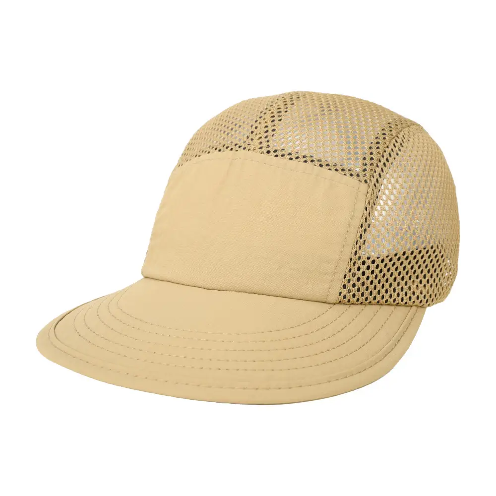 Beige Mesh Baseball Cap with Large Brim for Summer Travel