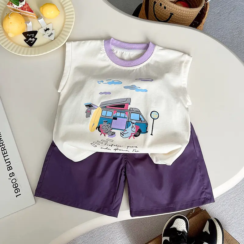 Boys Cartoon Car Vest Sleeveless Summer T-Shirt - Image 5