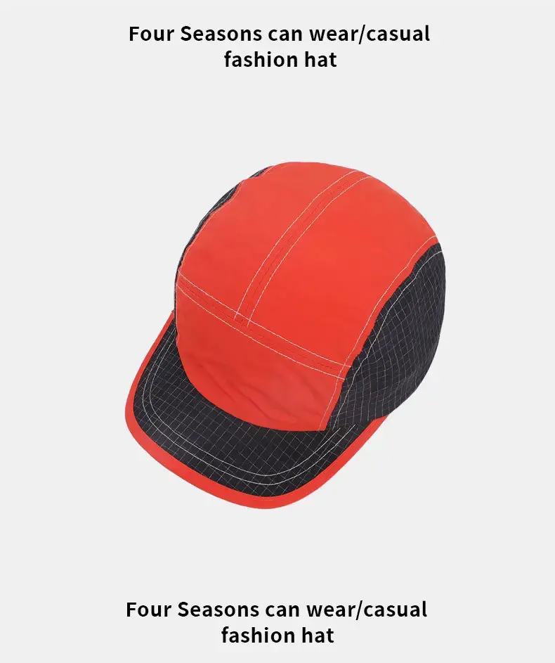 Men's Red Black Checkered Baseball Cap with Adjustable Buckle — feature 13