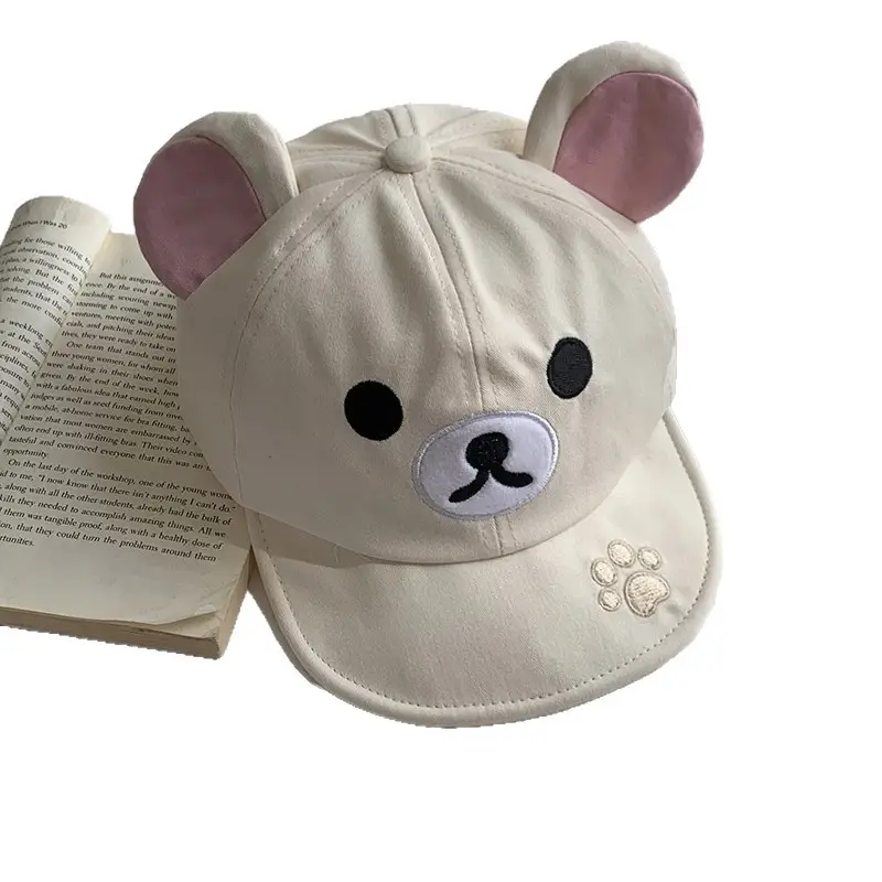 Japanese Style Cute Bear Flip-Brim Cap for Women