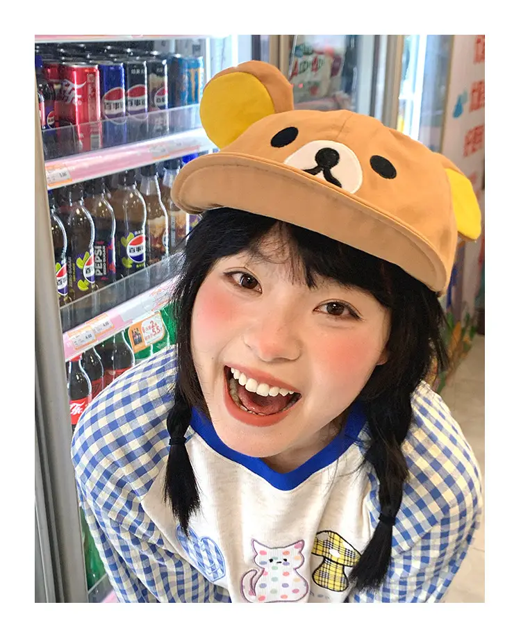 Japanese Style Cute Bear Flip-Brim Cap for Women — feature 6