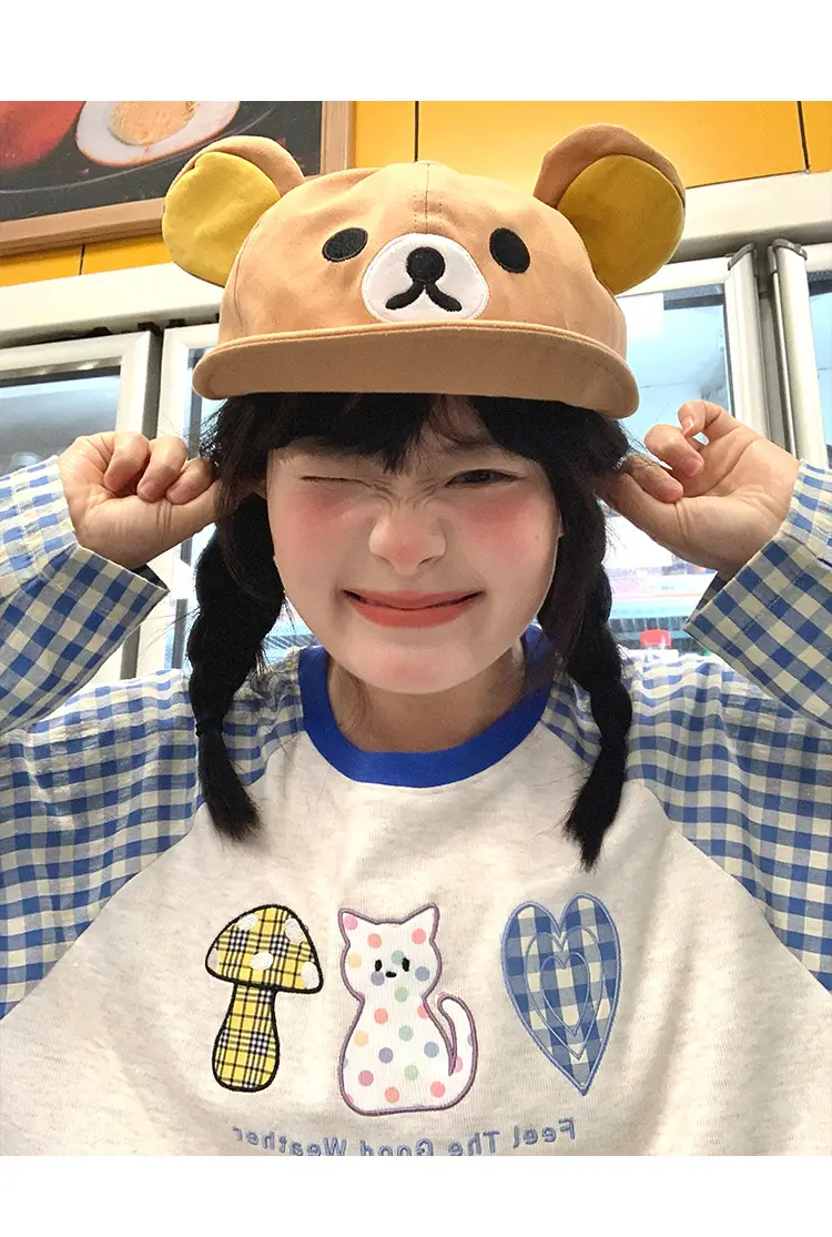Japanese Style Cute Bear Flip-Brim Cap for Women — feature 7