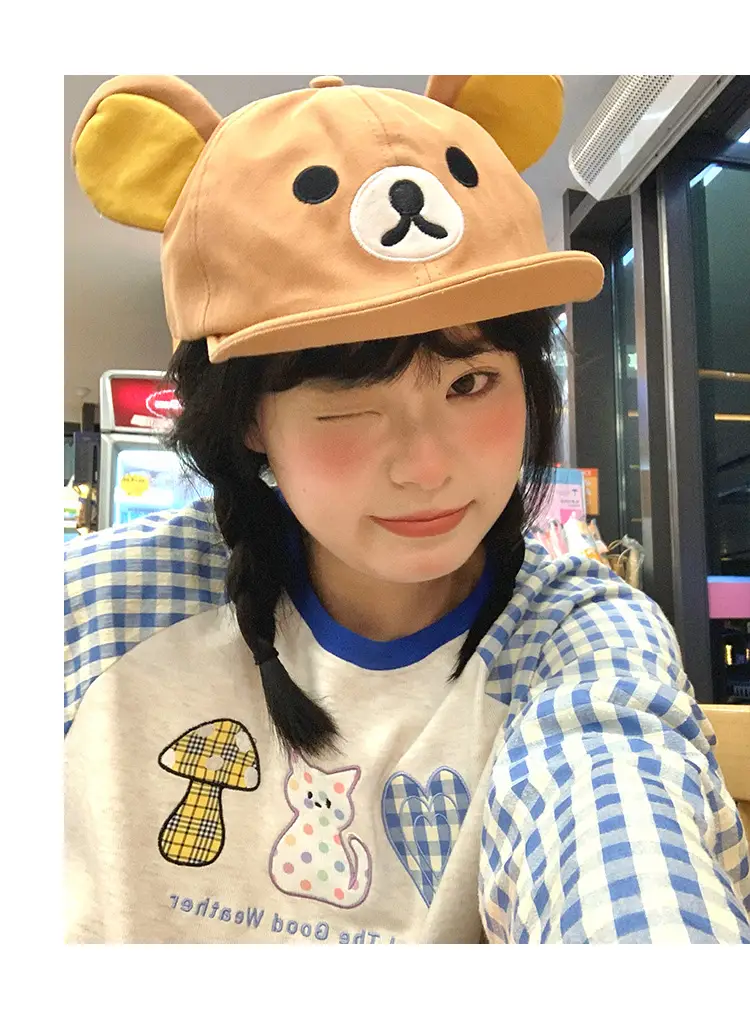 Japanese Style Cute Bear Flip-Brim Cap for Women — feature 8