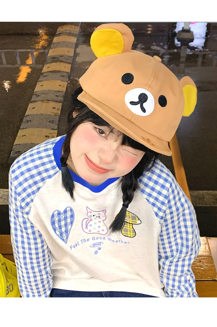 Japanese Style Cute Bear Flip-Brim Cap for Women — feature 9