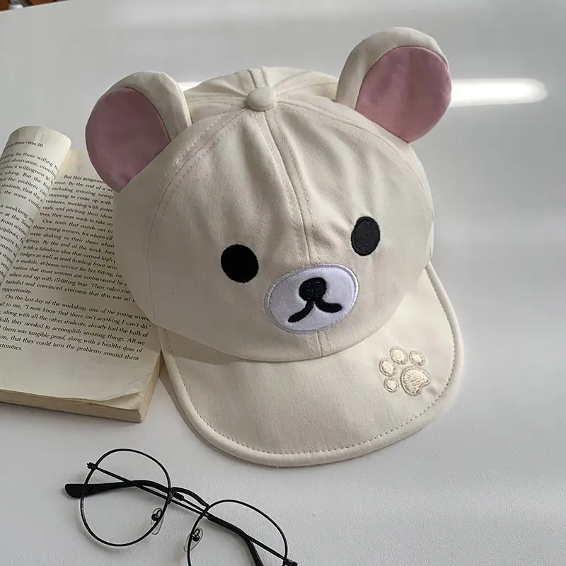 Japanese Style Cute Bear Flip-Brim Cap for Women