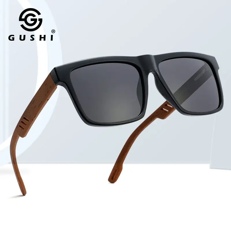Retro Wood Temple Sunglasses Men UV400 Green - Image 9