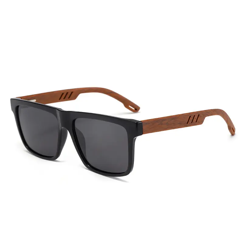 Retro Wood Temple Sunglasses Men UV400 Green - Image 13