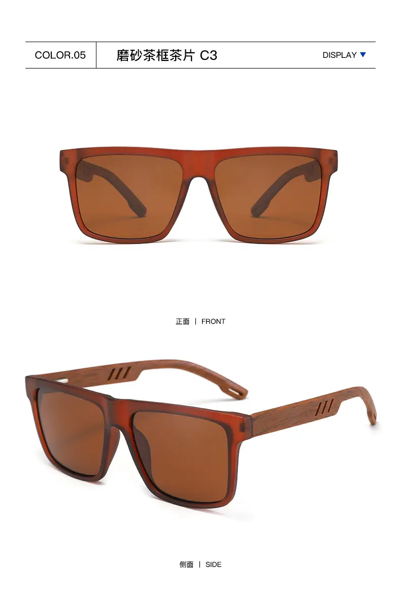 Retro Wood Temple Sunglasses Men UV400 Green β feature 15