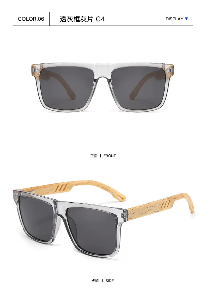 Retro Wood Temple Sunglasses Men UV400 Green β feature 16