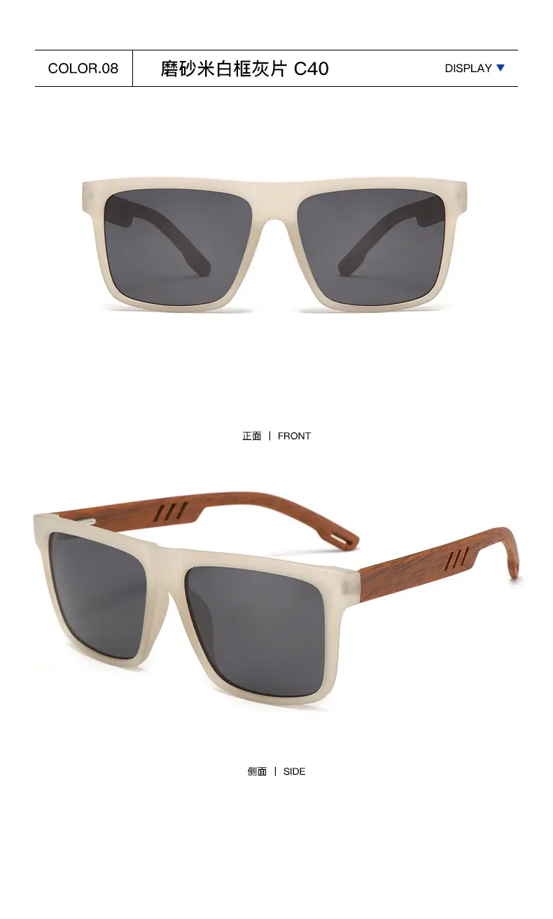Retro Wood Temple Sunglasses Men UV400 Green β feature 18
