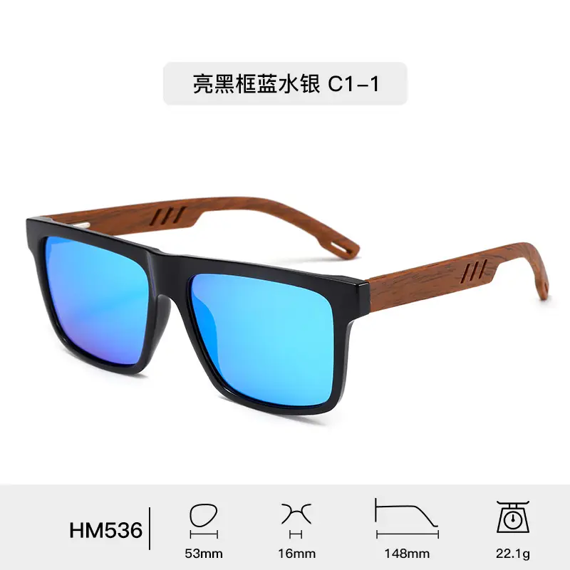 Retro Wood Temple Sunglasses Men UV400 Green - Image 2