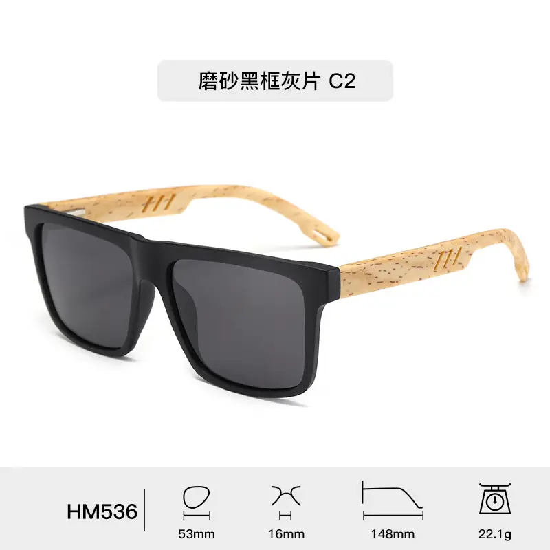 Retro Wood Temple Sunglasses Men UV400 Green - Image 4