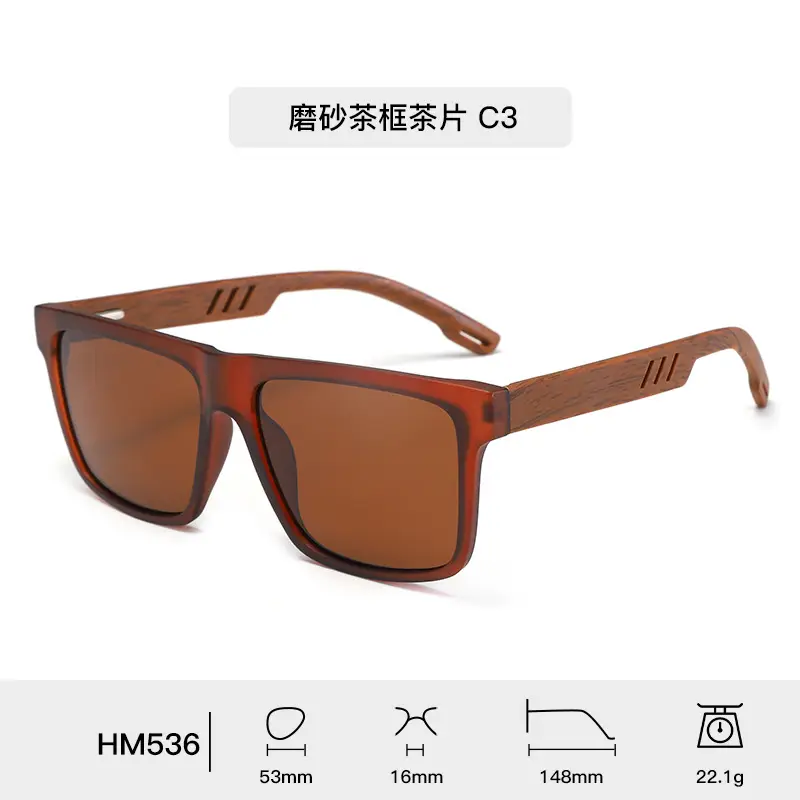 Retro Wood Temple Sunglasses Men UV400 Green - Image 5