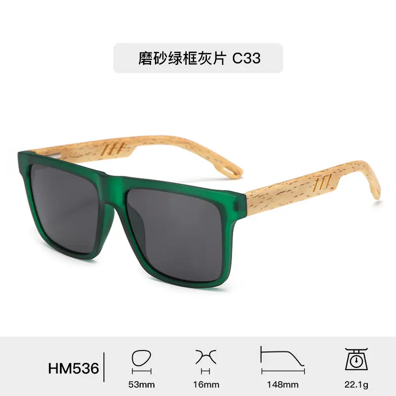 Retro Wood Temple Sunglasses Men UV400 Green - Image 7