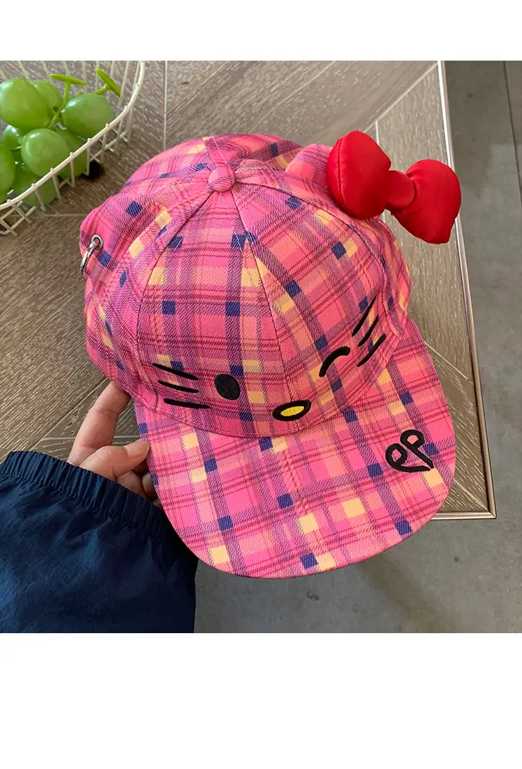 Kitty Cat Plaid Bow Cap for Women — feature 12