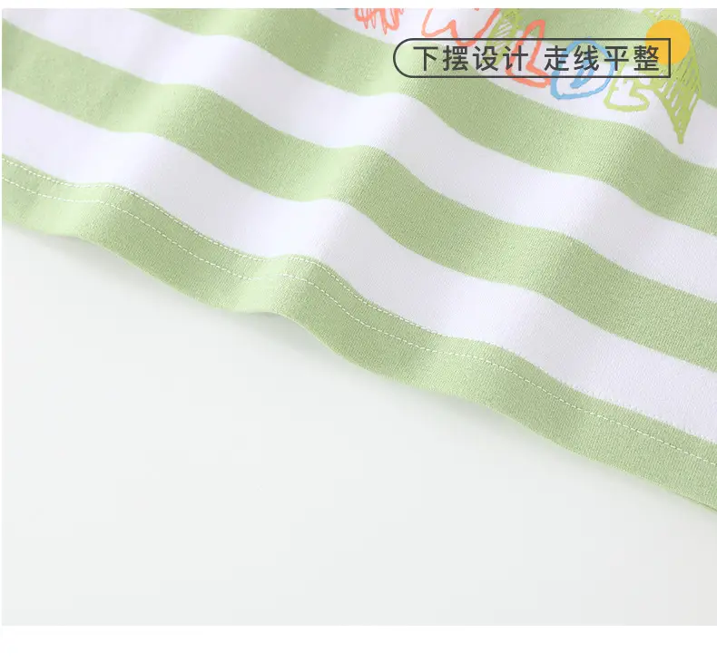 Duuduu Kids Striped Short Sleeve T-Shirt Green — feature 11