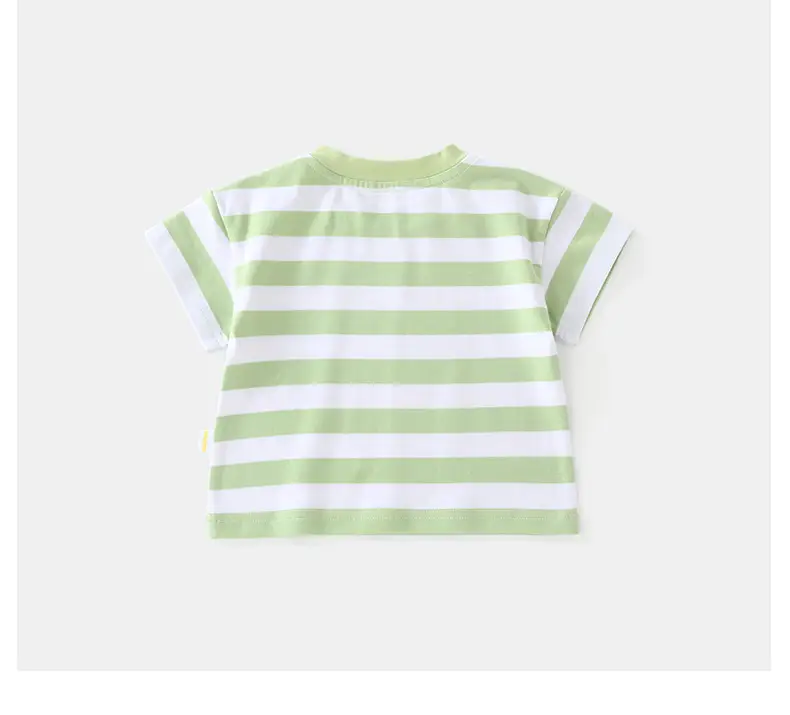 Duuduu Kids Striped Short Sleeve T-Shirt Green — feature 16