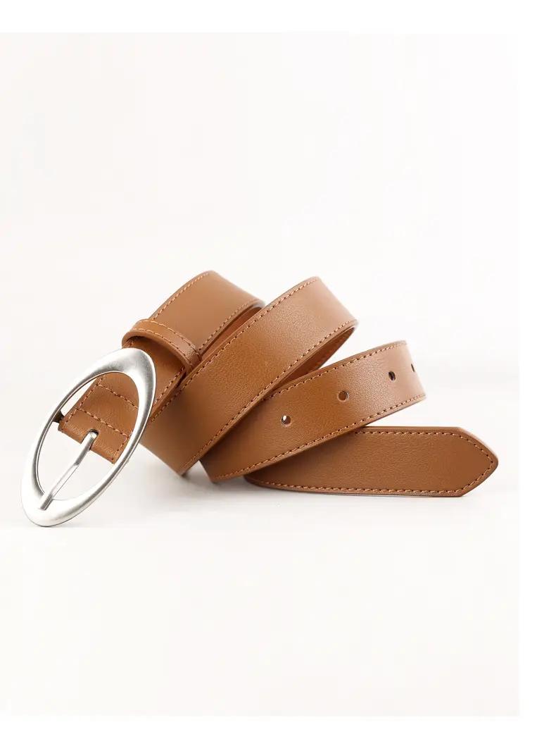 Korean Style Women's Black Genuine Leather Belt with Silver Buckle — feature 11