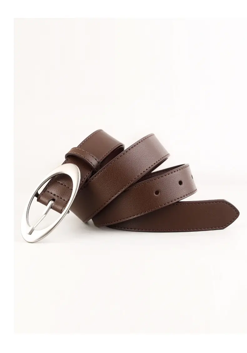 Korean Style Women's Black Genuine Leather Belt with Silver Buckle — feature 12