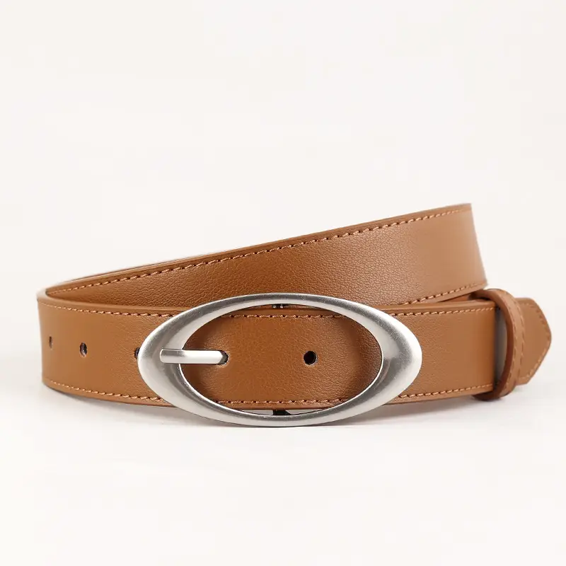 Korean Style Women's Black Genuine Leather Belt with Silver Buckle - Image 3