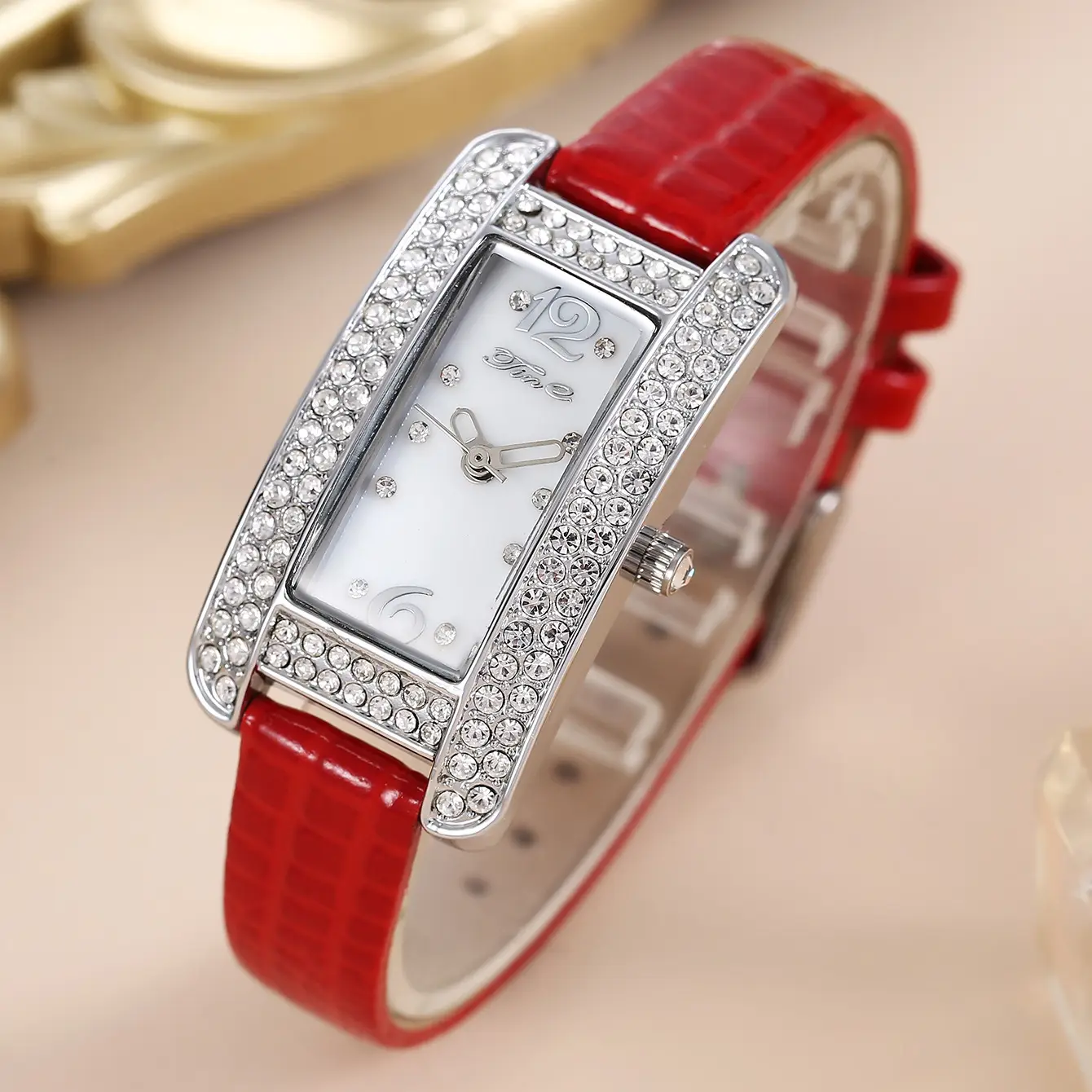 Women's High-End Diamond Watch with Black Strap - Image 7