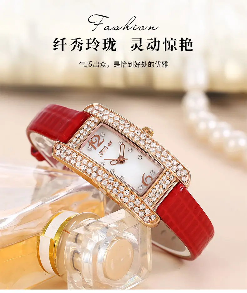Women's High-End Diamond Watch with Black Strap — feature 11