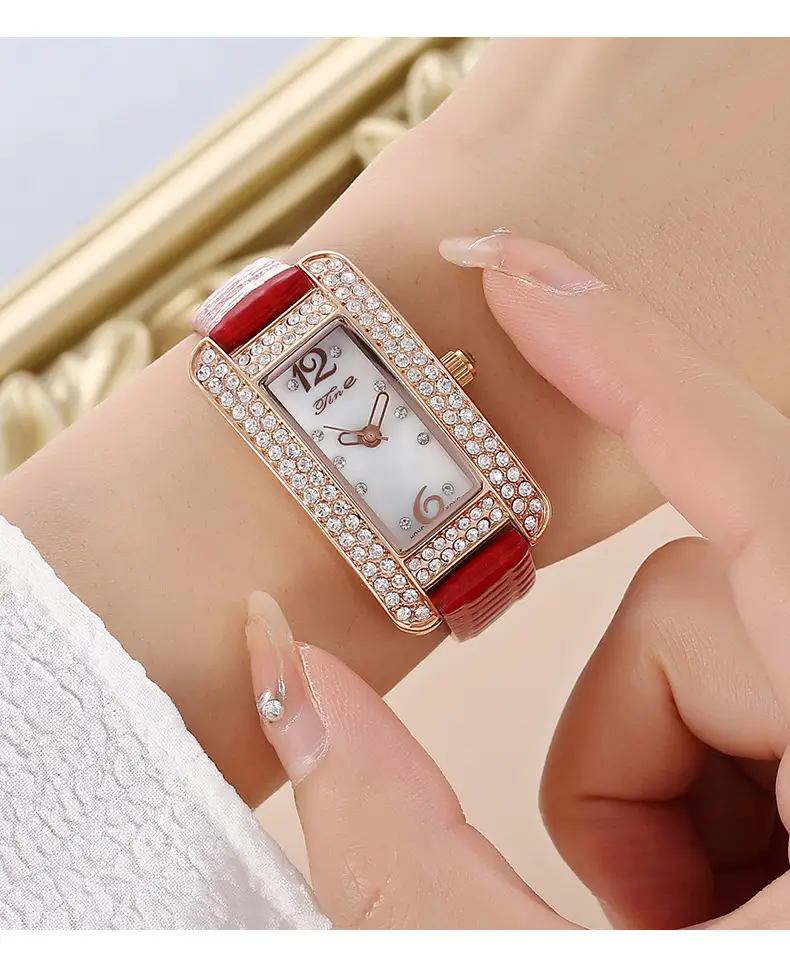 Women's High-End Diamond Watch with Black Strap — feature 12
