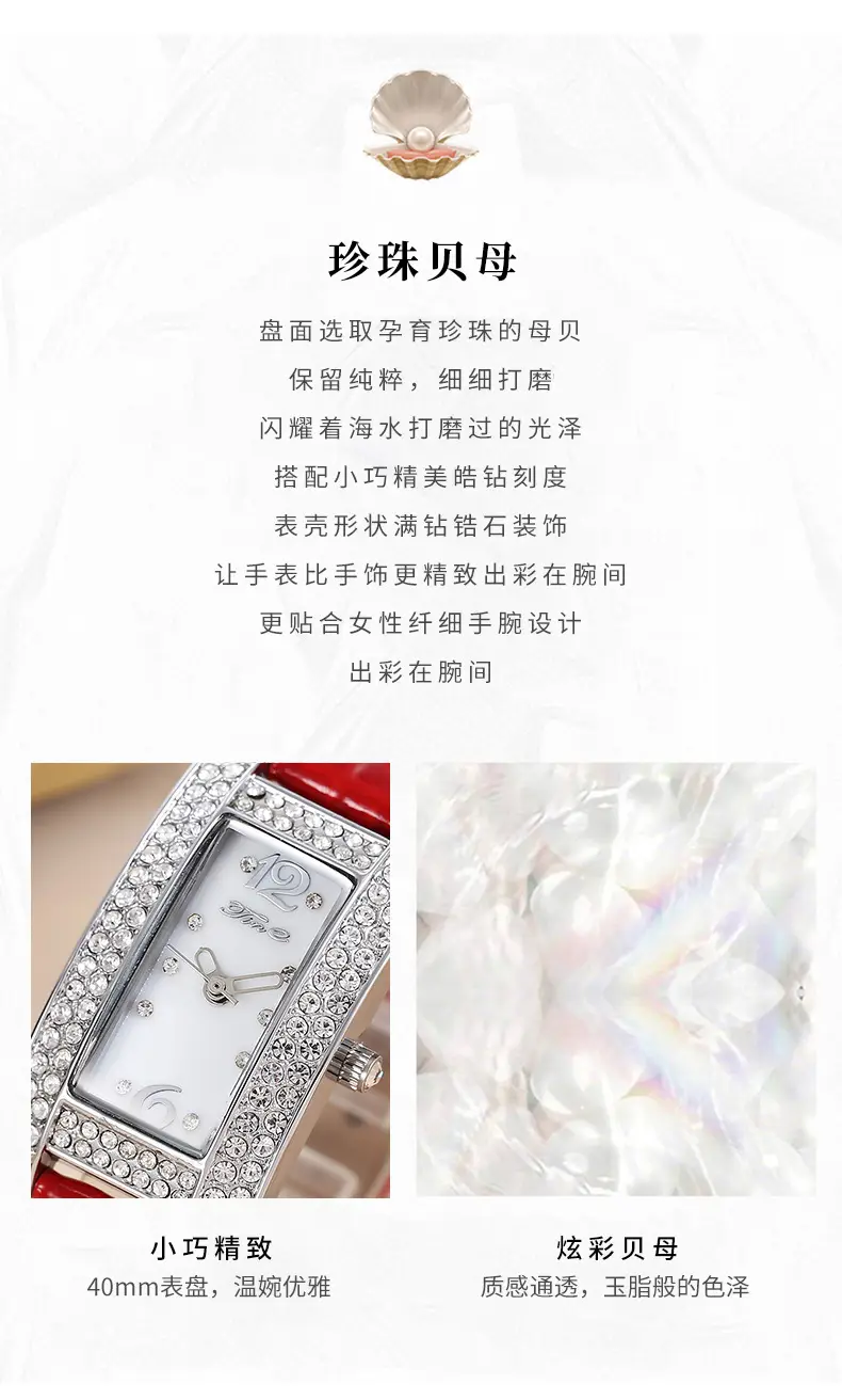 Women's High-End Diamond Watch with Black Strap — feature 13