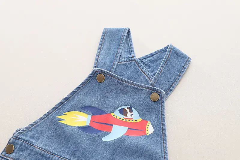 Kids Denim Overalls with Rocket Print 2-Piece Set — feature 10