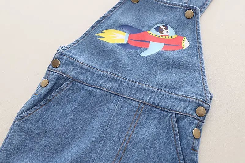 Kids Denim Overalls with Rocket Print 2-Piece Set — feature 11