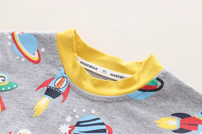 Kids Denim Overalls with Rocket Print 2-Piece Set — feature 5