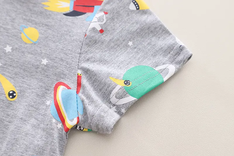 Kids Denim Overalls with Rocket Print 2-Piece Set — feature 6