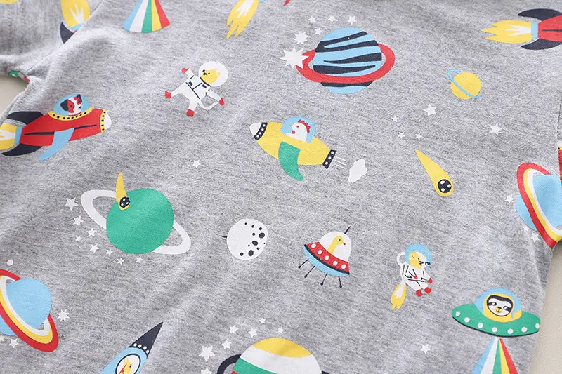 Kids Denim Overalls with Rocket Print 2-Piece Set — feature 7
