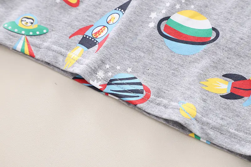 Kids Denim Overalls with Rocket Print 2-Piece Set — feature 8