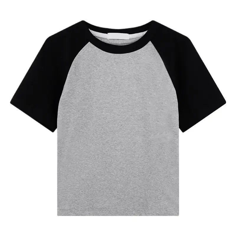 A013 # [180g Double Grinding] American Style Raglan Short-Sleeved T-Shirt for Women in Summer, Versatile Slimming Look Right Shoulder Short Top Trendy